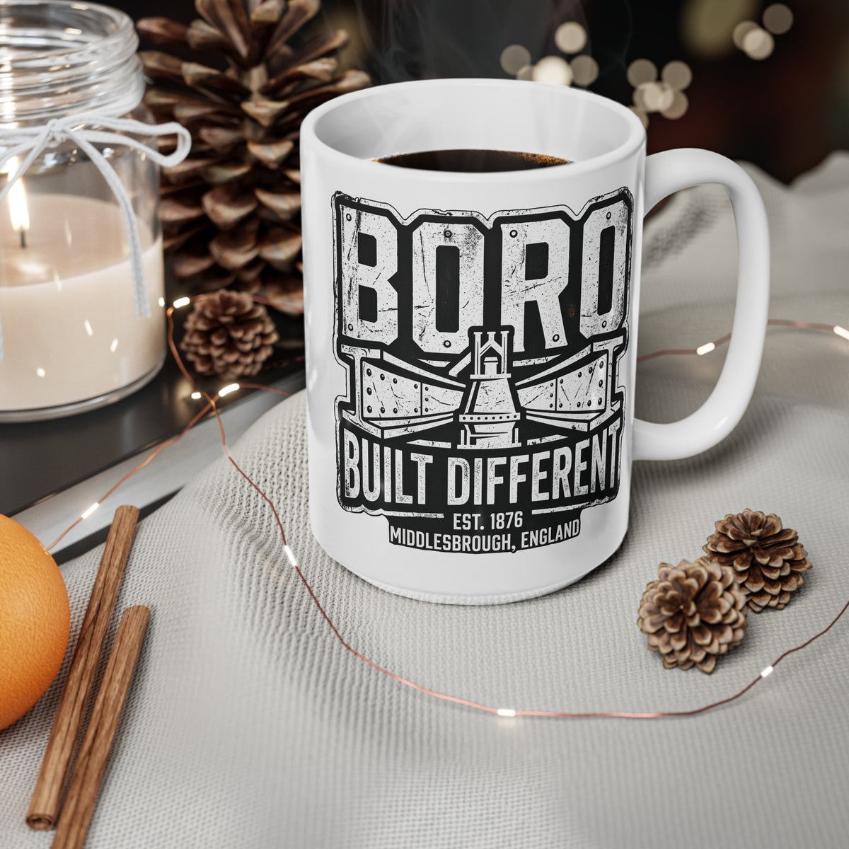 Boro Built Different Ceramic Coffee Mug — Middlesbrough Vintage Engineered Design (11oz & 15oz)