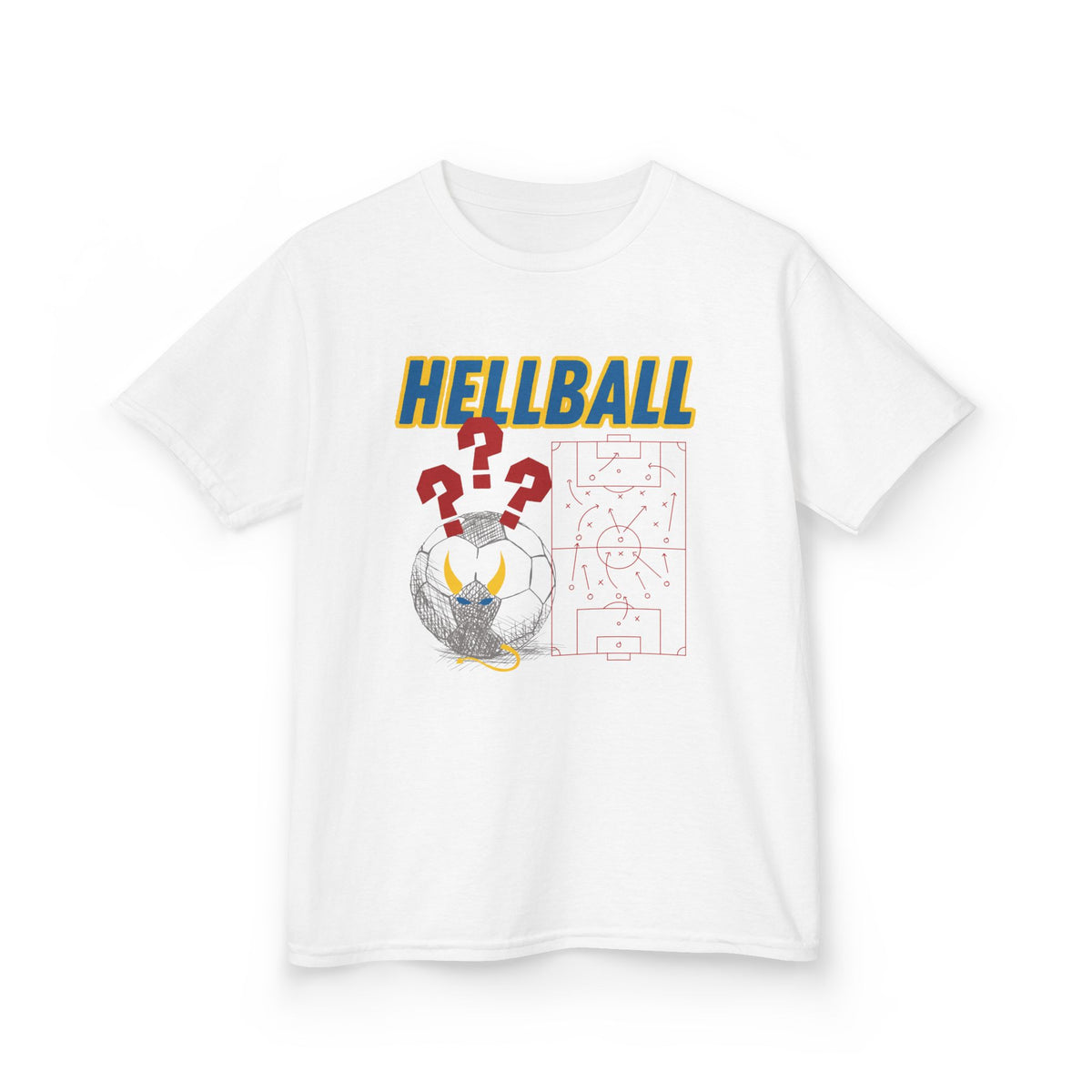 Kids T‑Shirt — "HELLBALL" Graphic Tee with Demon Ball and Game Plan
