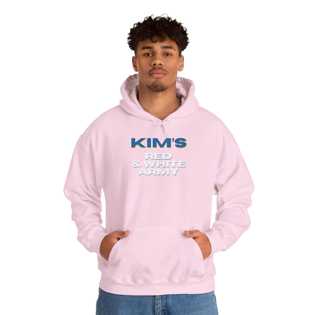 Kim's Red & White Army Hoodie 'front print' only.