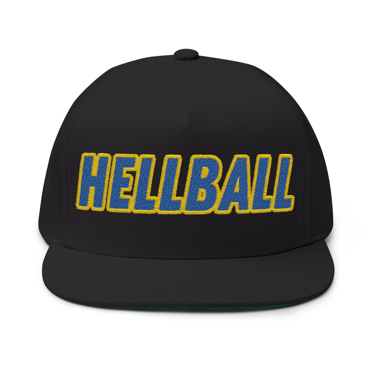 BORO Flat Bill Cap — Embroidered 'HELLBALL' Bold Font Snapback Hat