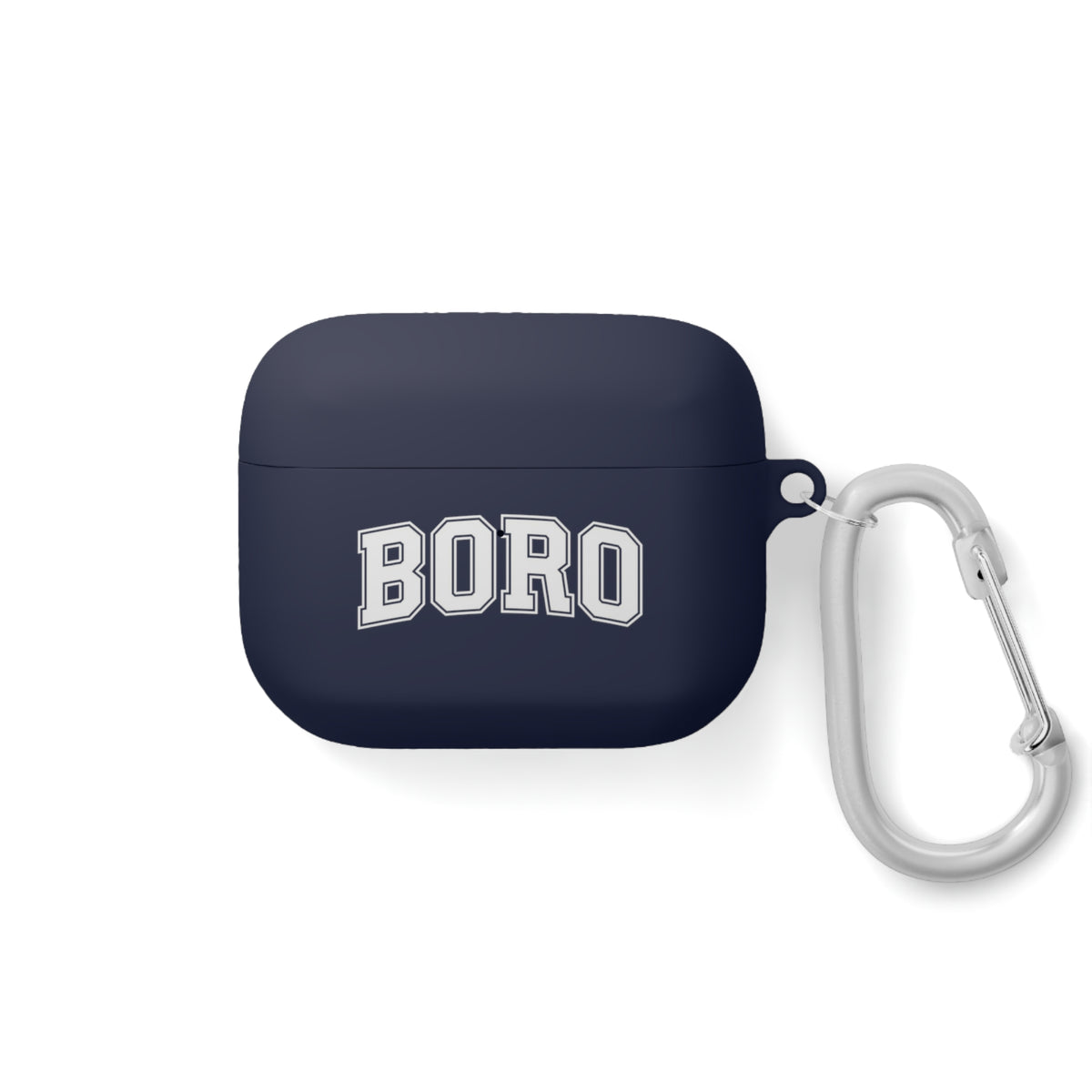 BORO Collegiate AirPods Case Cover — Black Silicone with Carabiner