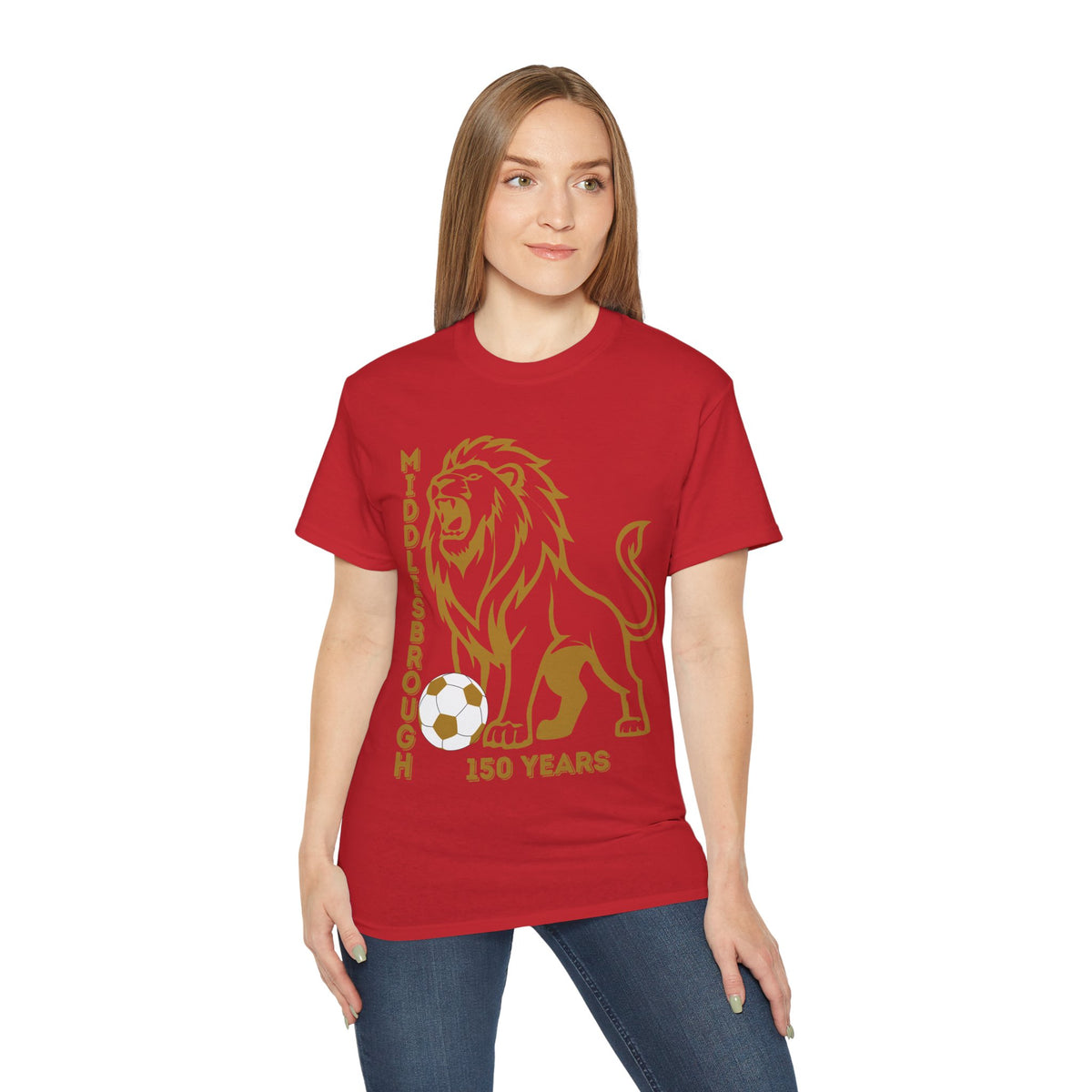 GOLD Middlesbrough 150 Years Lion Football T-Shirt