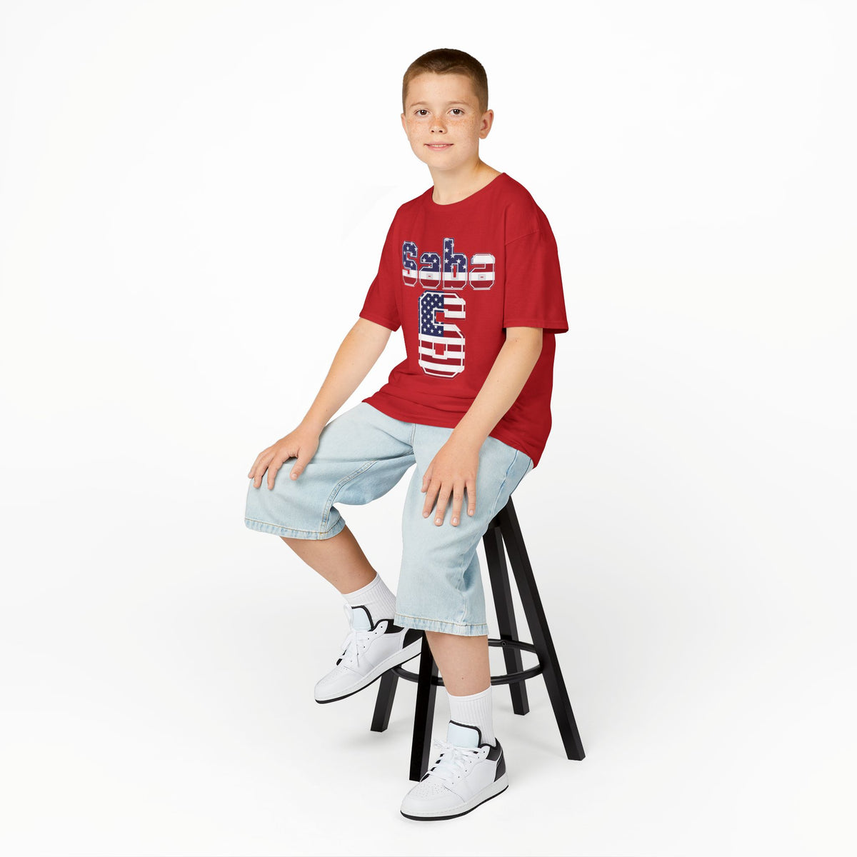 Kids Shirt 'Saba 6' American Flag BORO Shirt, Sabastian Berhalter is our Number 6 'Front print'