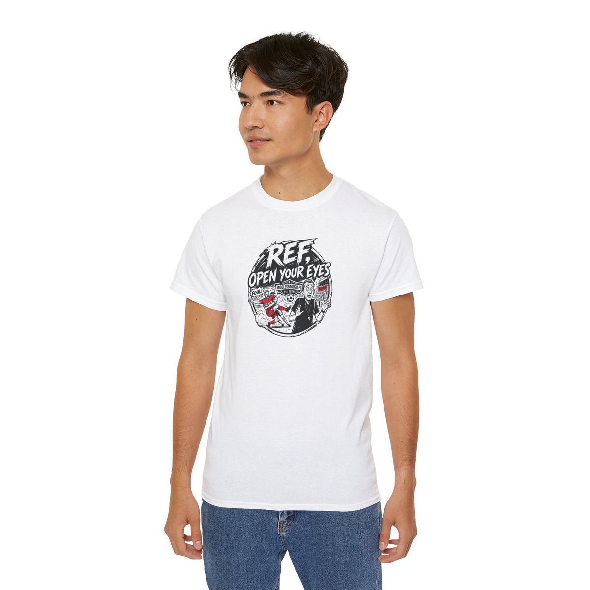 BORO T-Shirt — “Ref: Open Your Eyes” Graphic Tee (Comic-book Style Humour)