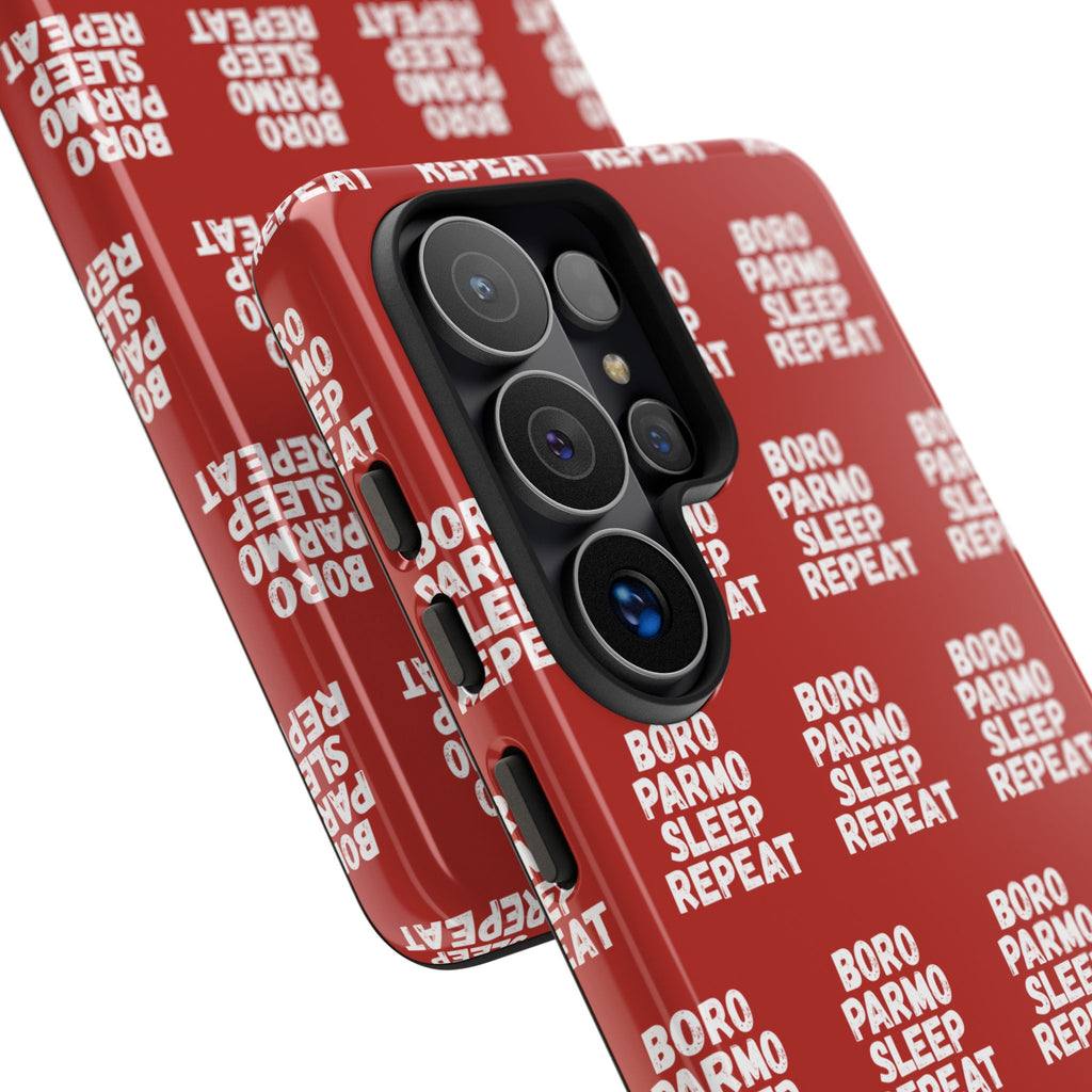 "BORO PARMO SLEEP REPEAT" Phone Case — Red Pattern Tough Case