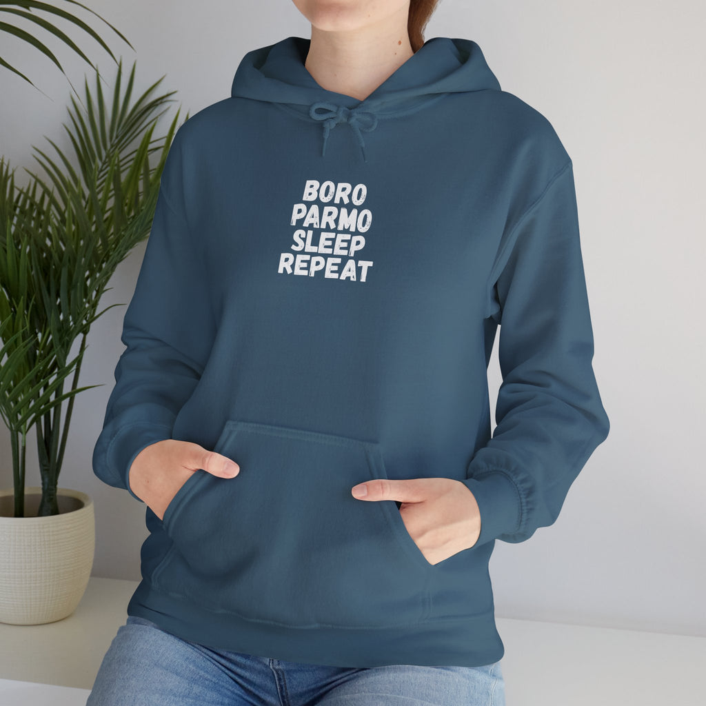 Boro Parmo Sleep Repeat Hoodie — #UTB BORO STYLE - 'front print'