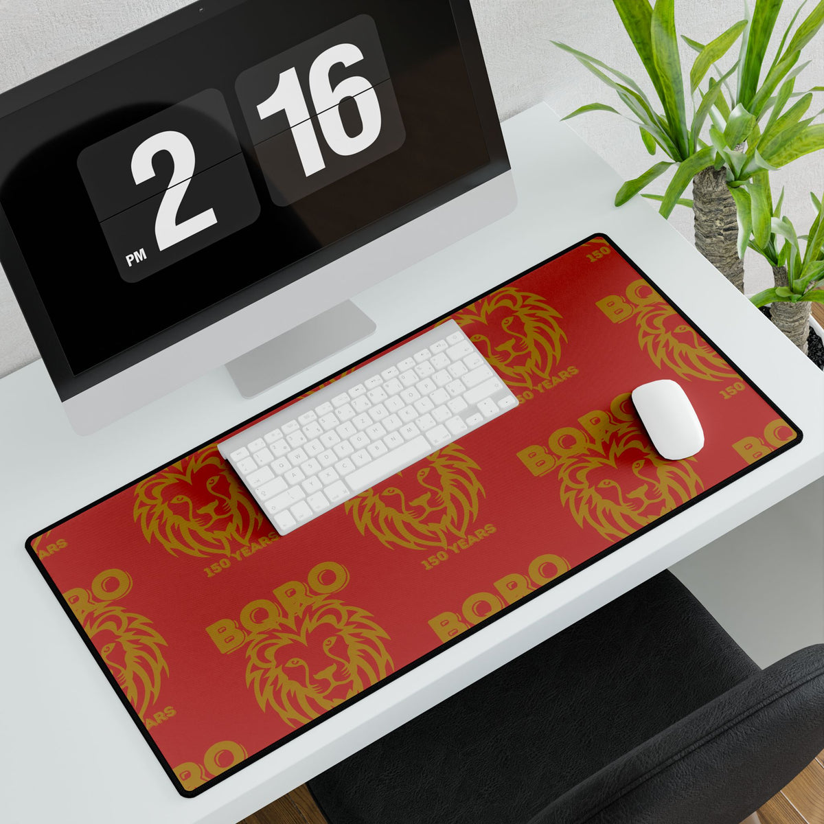 BORO Lion Head Red Desk Mat — Large Gaming & Office Desk Pad