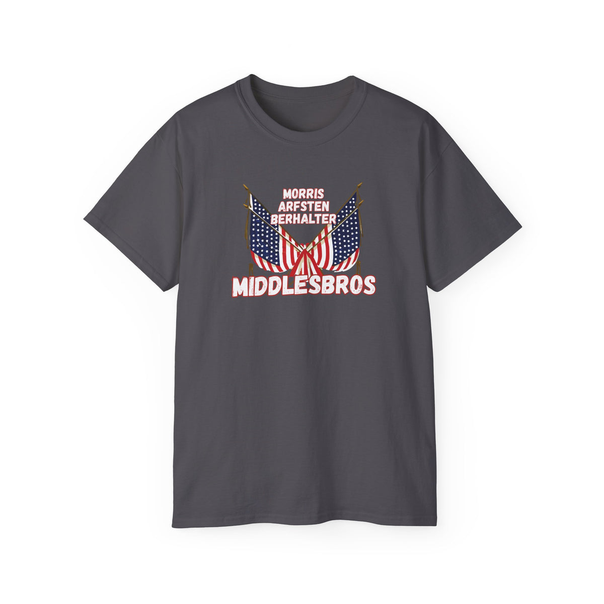 American Flag Graphic Cotton T-Shirt - Morris, Arfsten and Berhalter - Patriotic 'Middlesbros' Tee