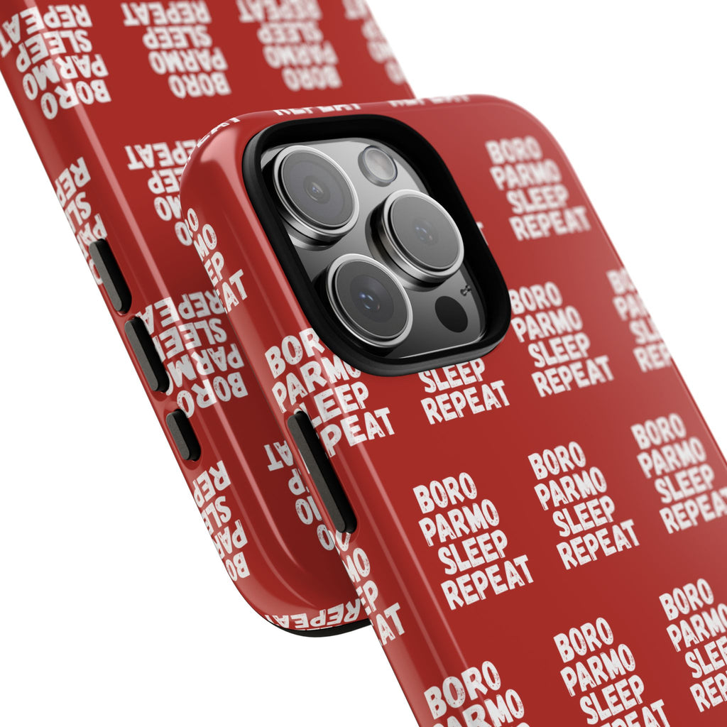 "BORO PARMO SLEEP REPEAT" Phone Case — Red Pattern Tough Case