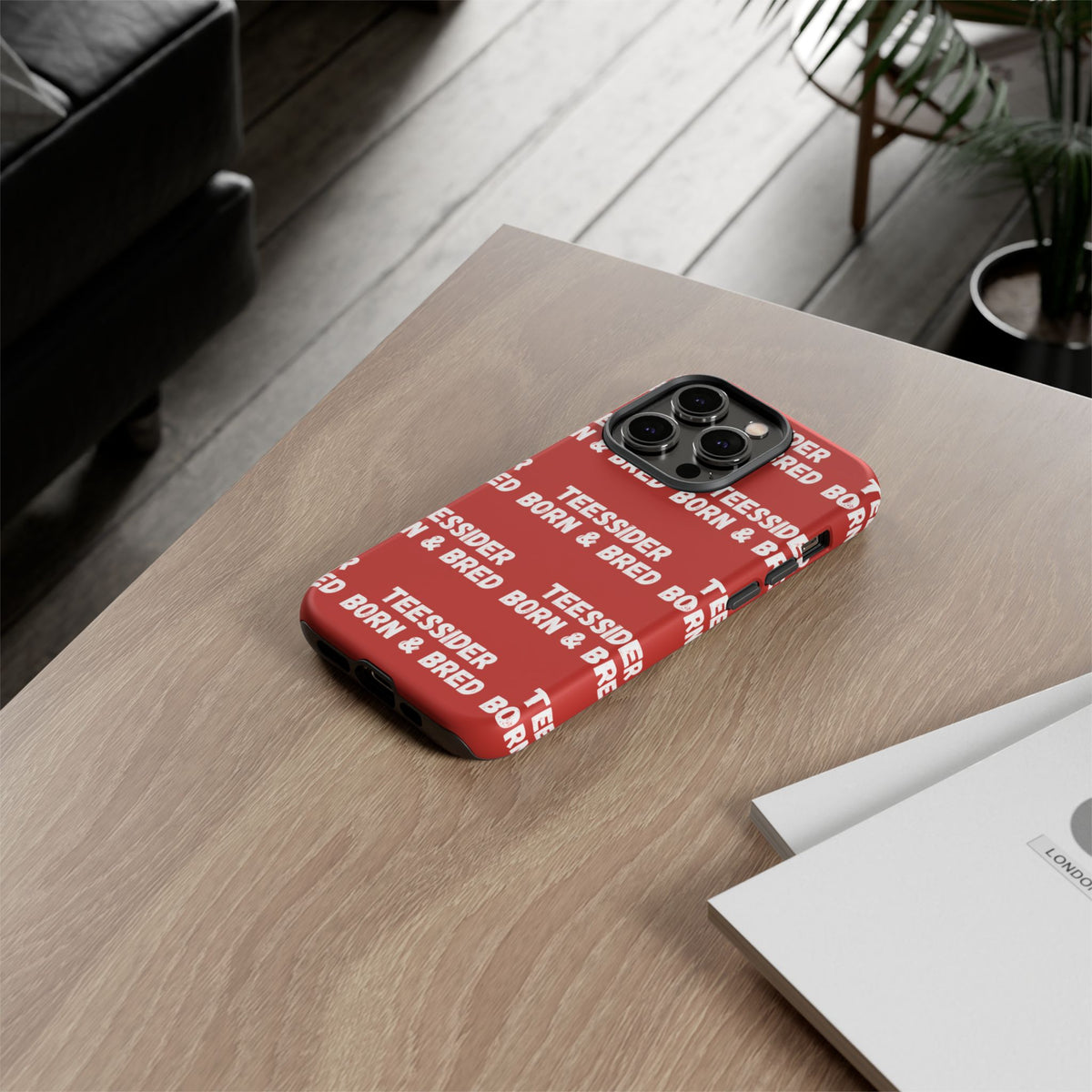 "TEESSIDE BORN & BRED" Phone Case — Red Pattern Tough Case