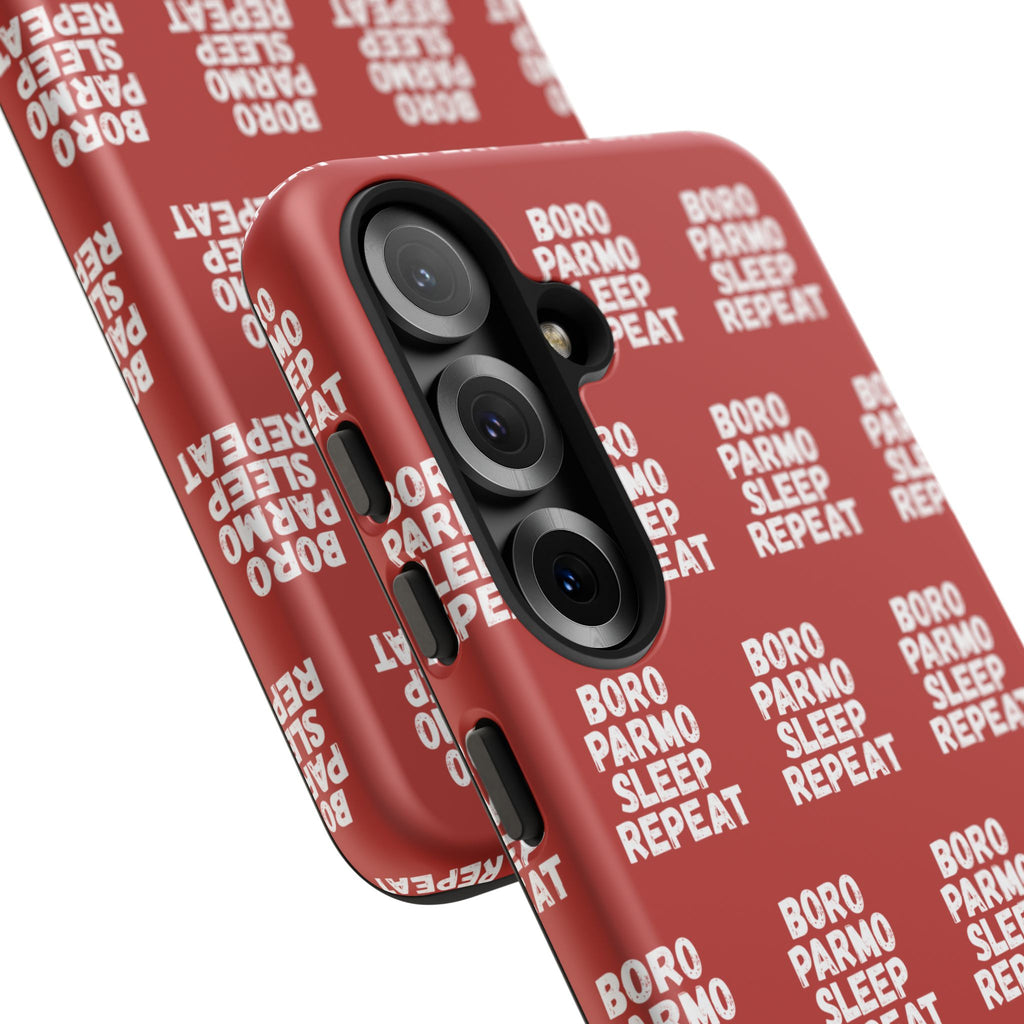 "BORO PARMO SLEEP REPEAT" Phone Case — Red Pattern Tough Case