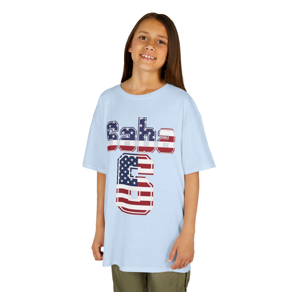 Kids Shirt 'Saba 6' American Flag BORO Shirt, Sabastian Berhalter is our Number 6 'Front print'