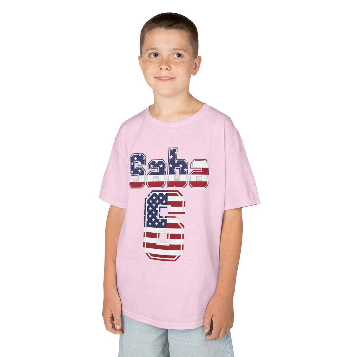 Kids Shirt 'Saba 6' American Flag BORO Shirt, Sabastian Berhalter is our Number 6 'Front print'