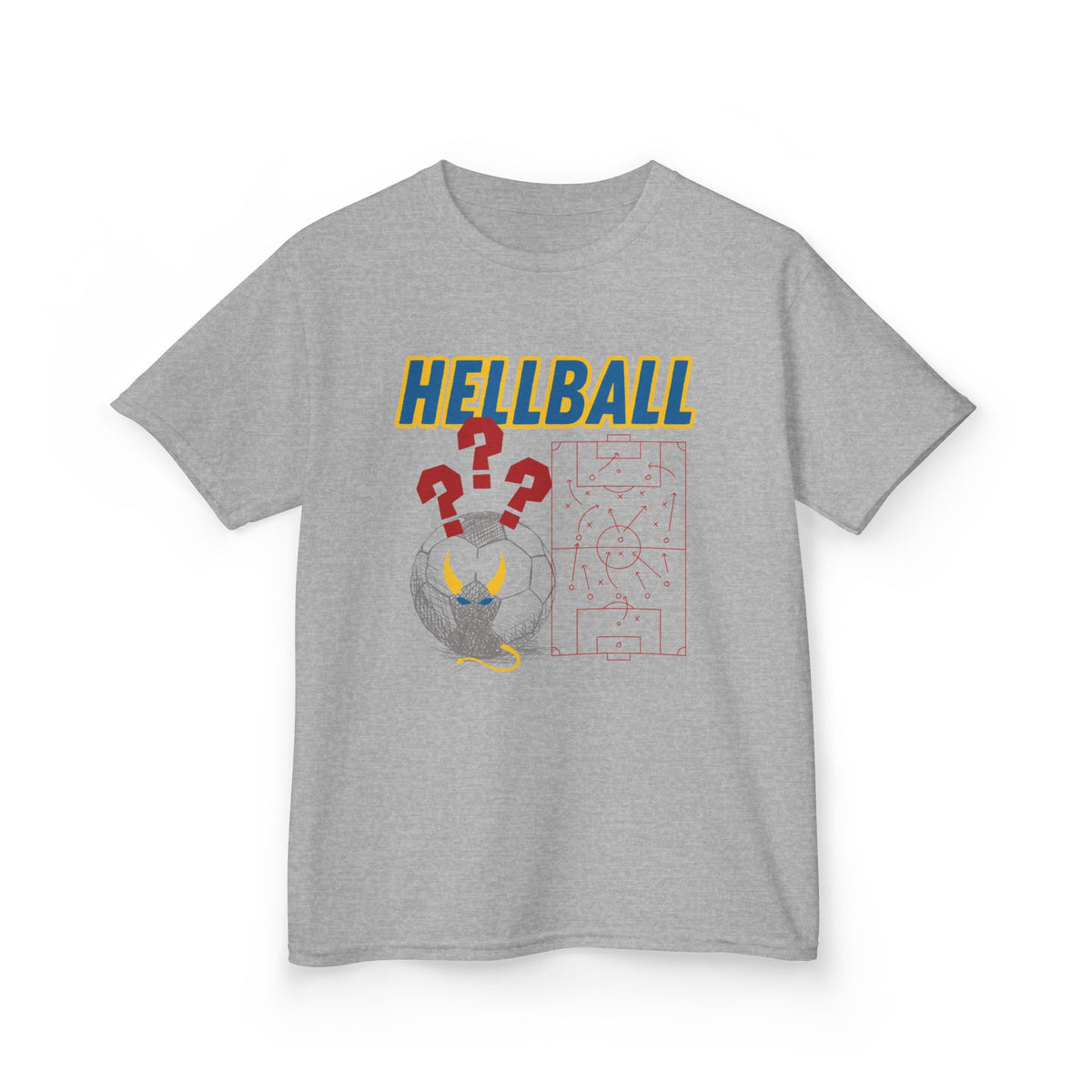 Kids T‑Shirt — "HELLBALL" Graphic Tee with Demon Ball and Game Plan
