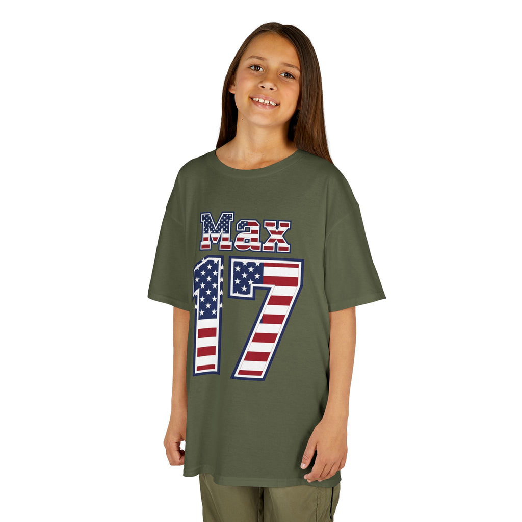 Kids Shirt 'Max 17' American Flag BORO Shirt, Max Arfsten is our Number 17 'Front print'