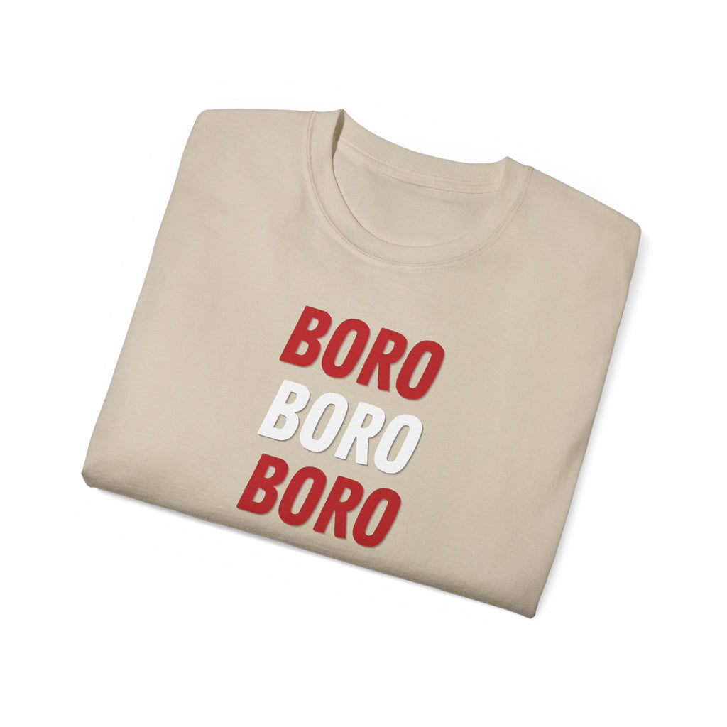 Boro Boro Boro Graphic Tee — Retro Red Logo Cotton T-Shirt