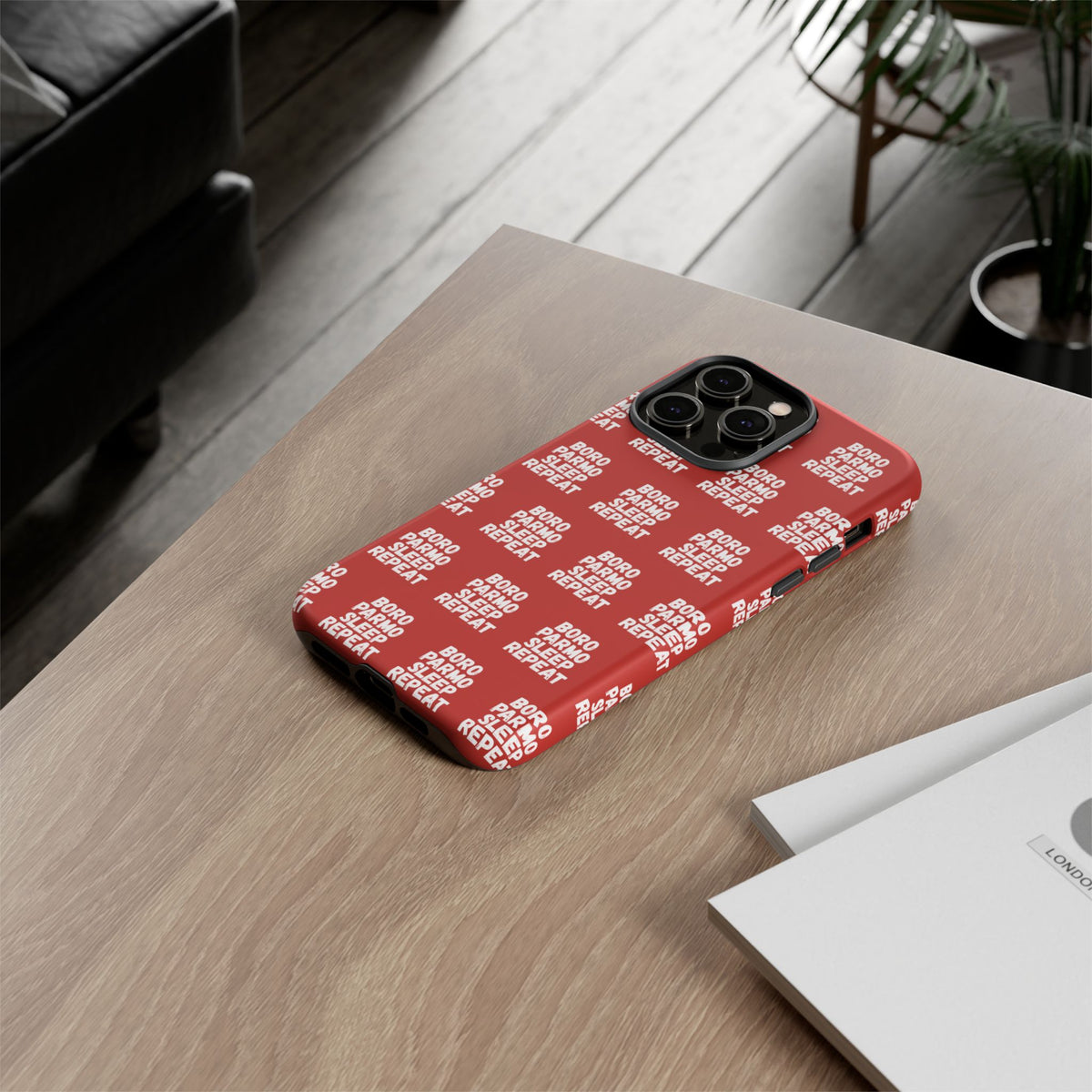 "BORO PARMO SLEEP REPEAT" Phone Case — Red Pattern Tough Case