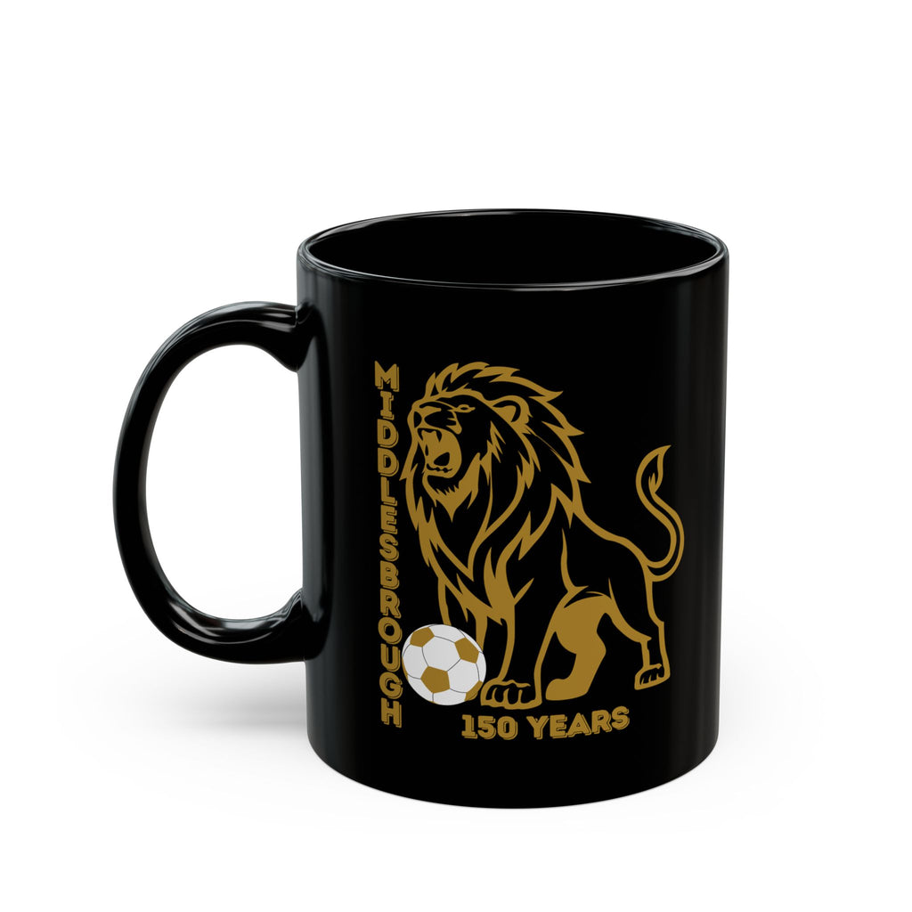 Middlesbrough Lion Soccer Mug — 150 Years Commemorative Black Coffee Cup (11oz/15oz)