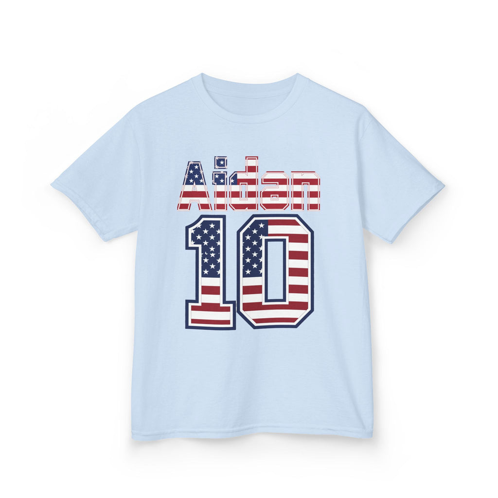 Kids Shirt 'Aiden 10' American Flag BORO Shirt, Aidan Morris is our Number 10 'Front print'