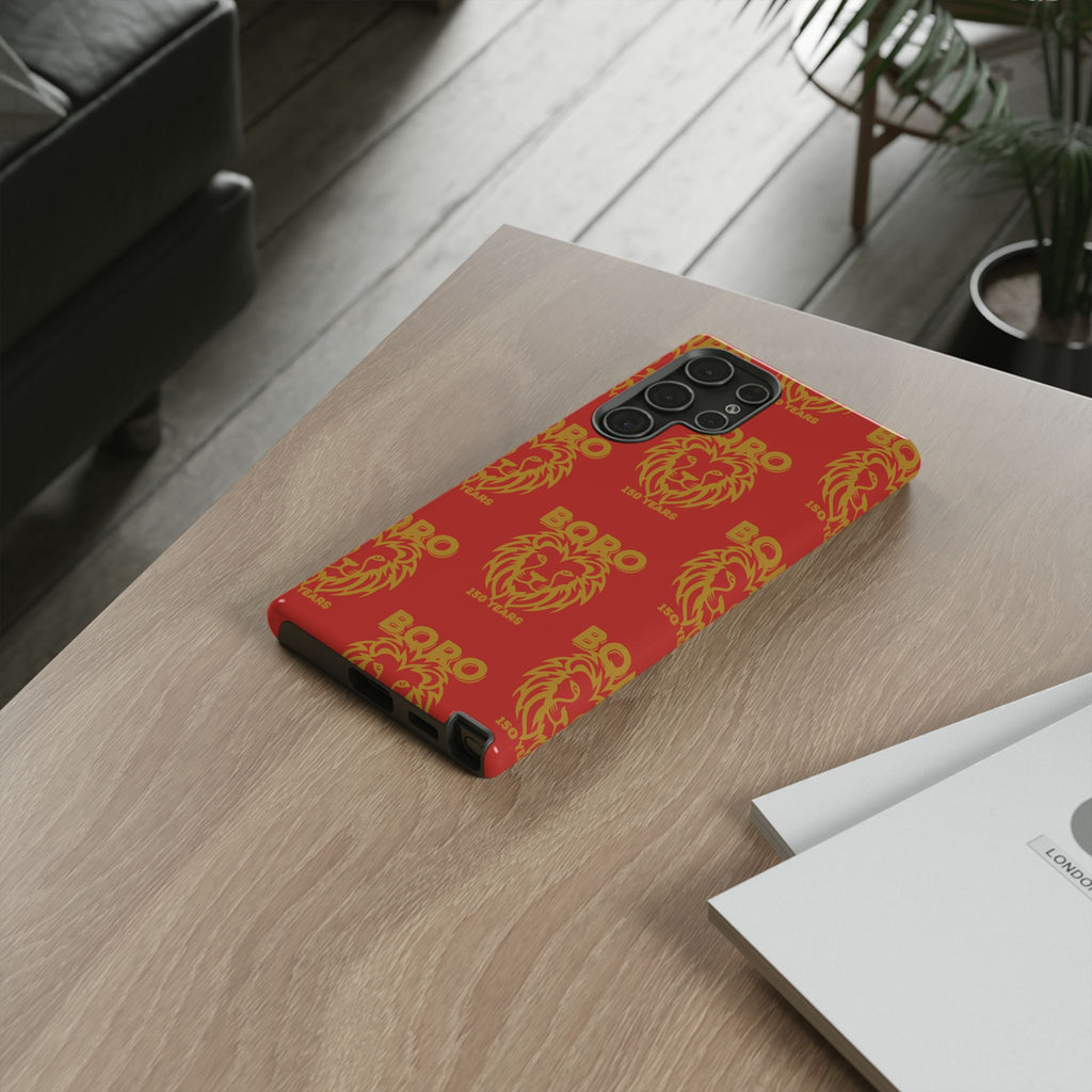BORO Gold on red Lion Head Phone Case — Red 150 years Pattern Protective Case