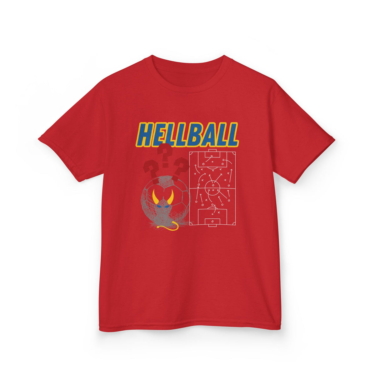 Kids T‑Shirt — "HELLBALL" Graphic Tee with Demon Ball and Game Plan