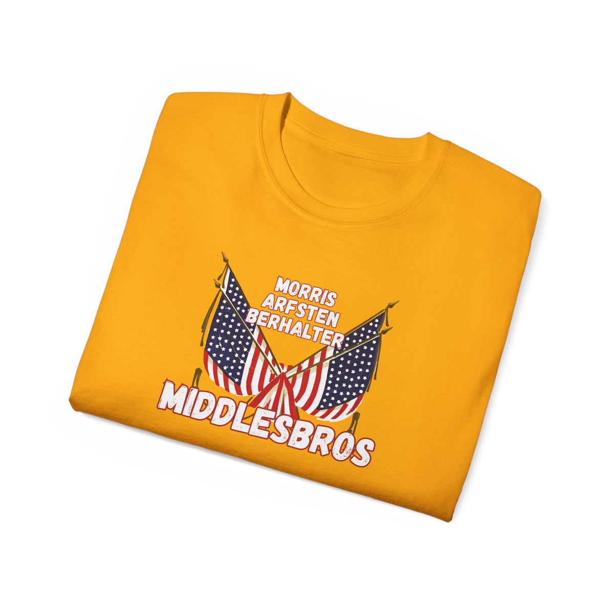 American Flag Graphic Cotton T-Shirt - Morris, Arfsten and Berhalter - Patriotic 'Middlesbros' Tee
