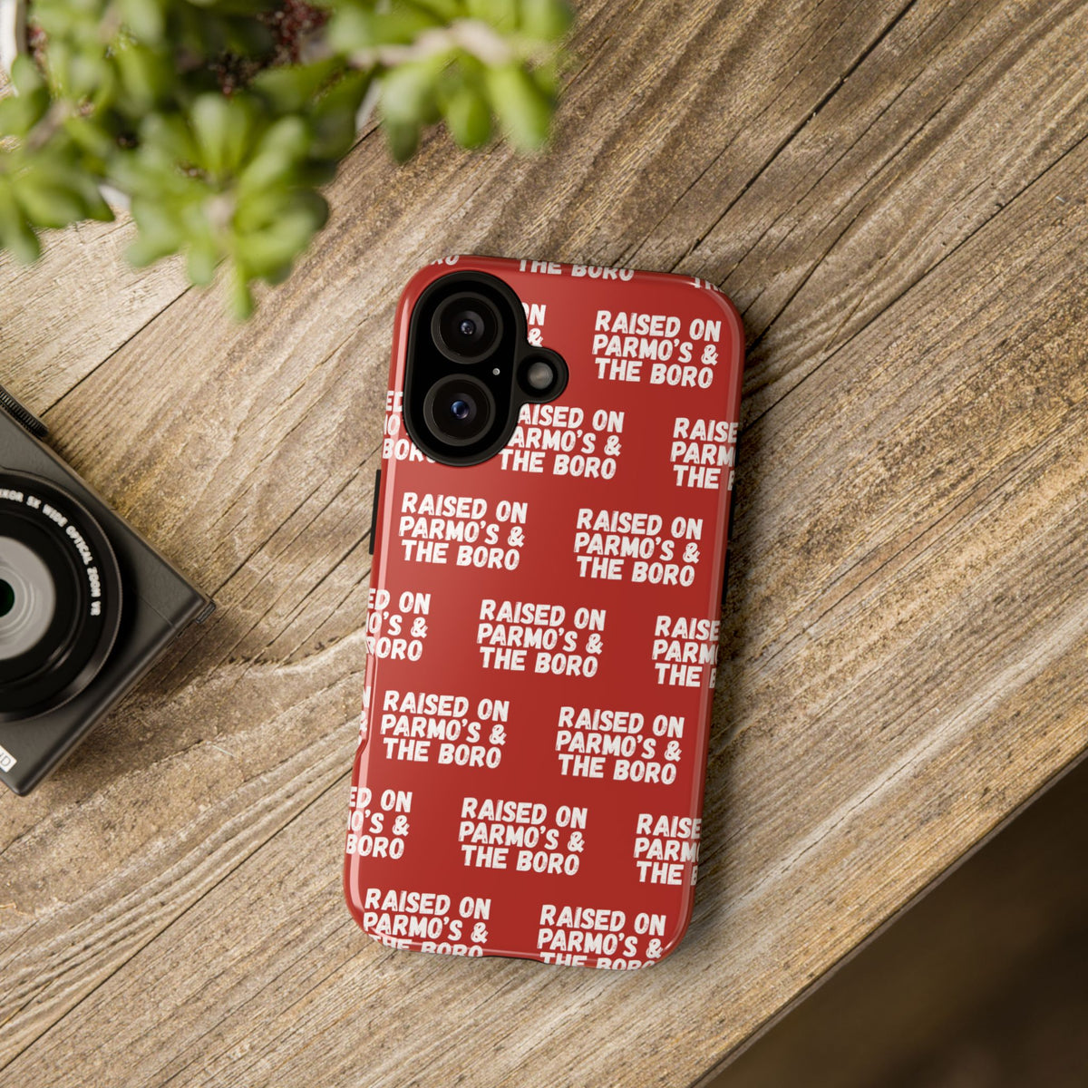 "RAISED ON PARMO'S AND THE BORO" Phone Case — Red Pattern Tough Case