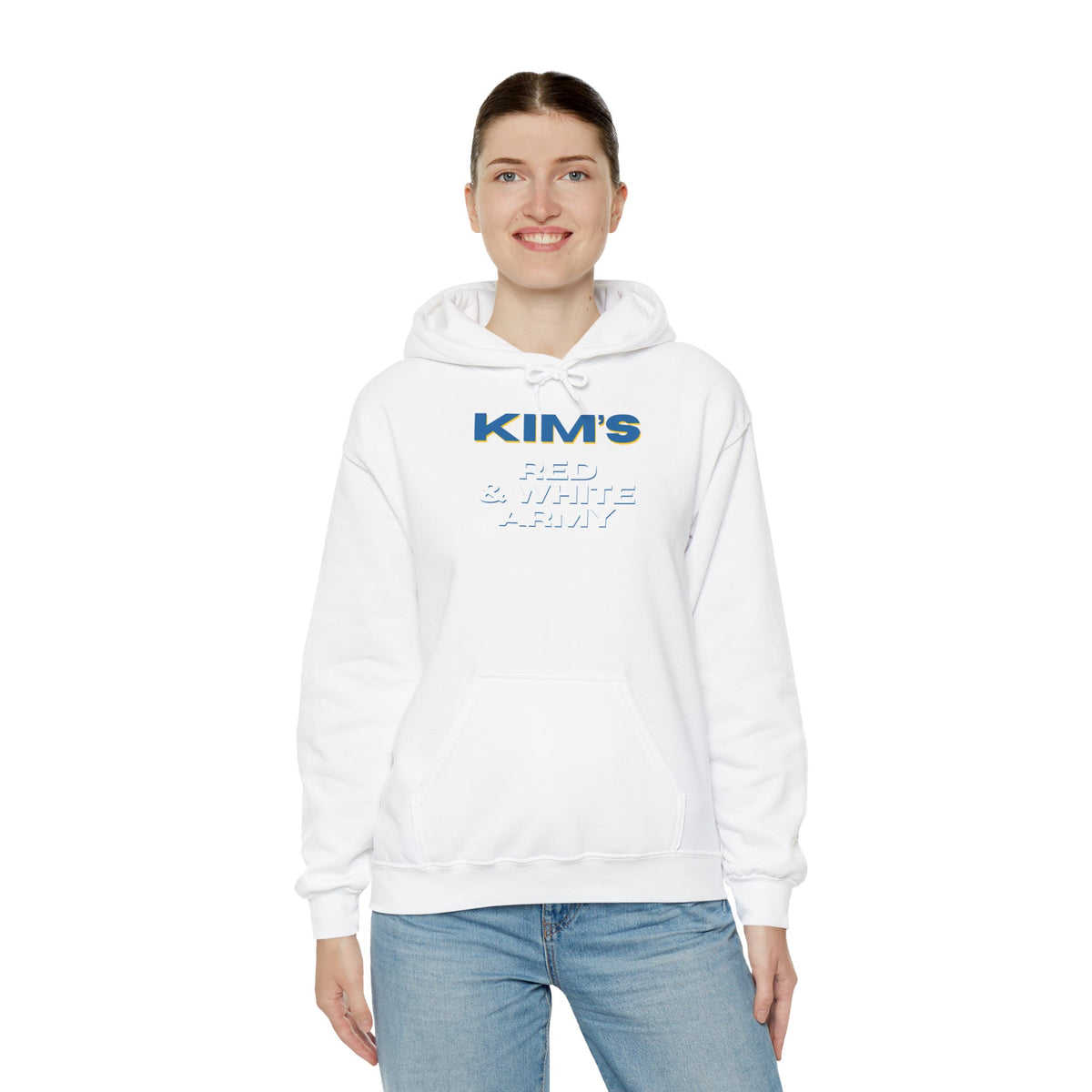 Kim's Red & White Army Hoodie 'front print' only.