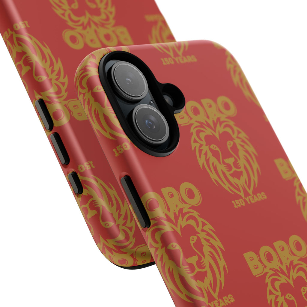 BORO Gold on red Lion Head Phone Case — Red 150 years Pattern Protective Case