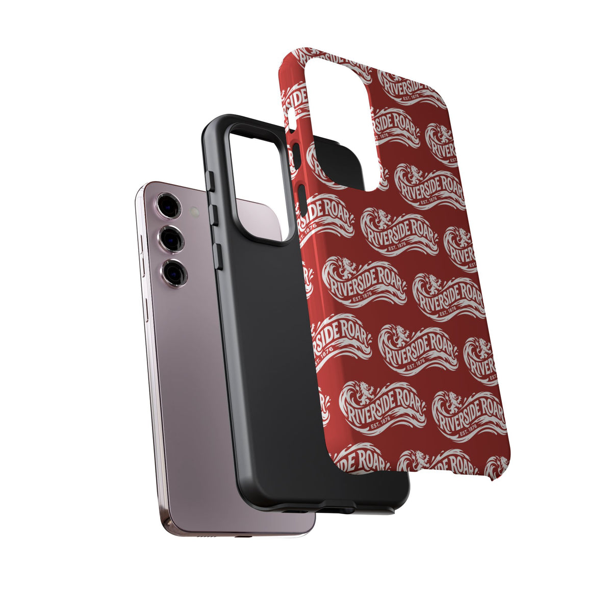 Riverside Roar Patterned Tough Case (White on Red) iPhone & Samsung