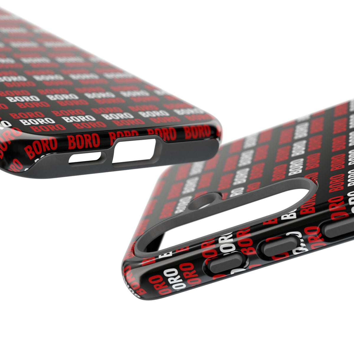 BORO BORO BORO Pattern Phone Case — Bold Red & White Repeating Text Protective Cover