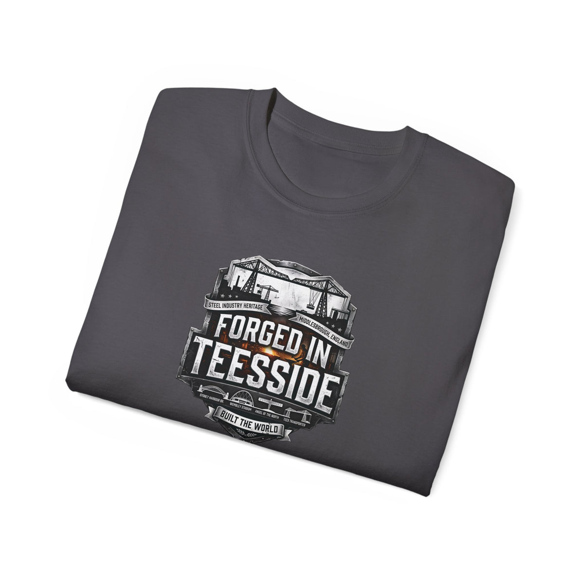 Forged in Teesside Graphic Tee, Industrial England T‑Shirt, Teesside Built The World, British Steel