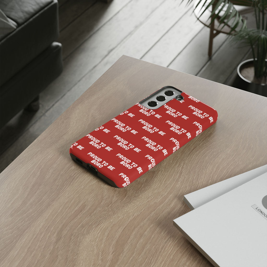 "PROUD TO BE BORO" Phone Case — Red Pattern Tough Case