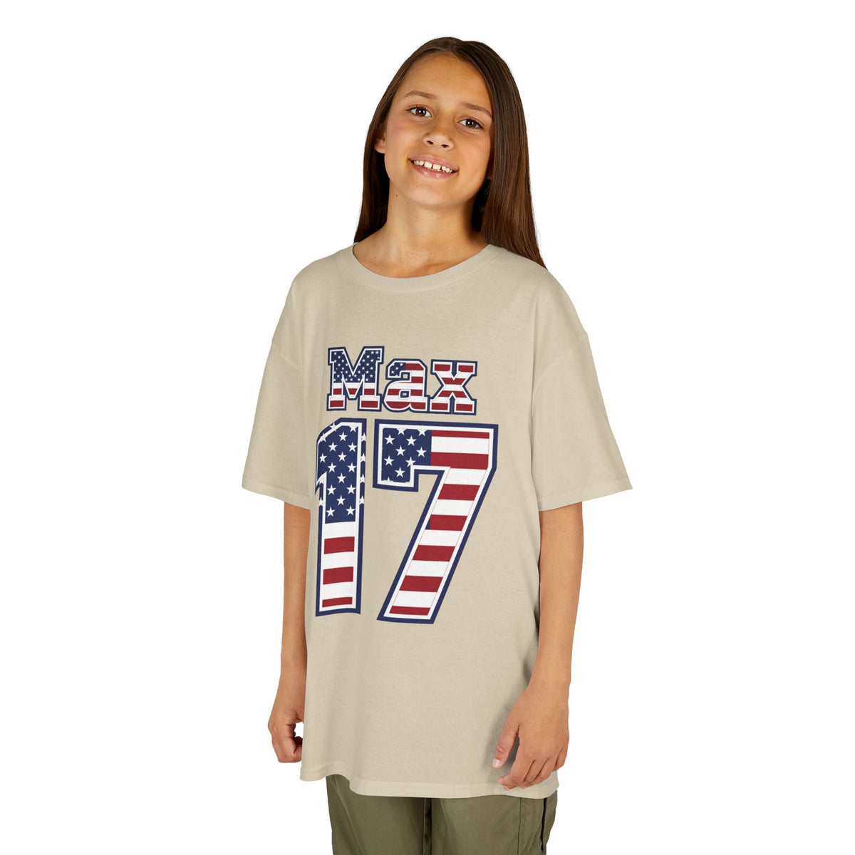 Kids Shirt 'Max 17' American Flag BORO Shirt, Max Arfsten is our Number 17 'Front print'