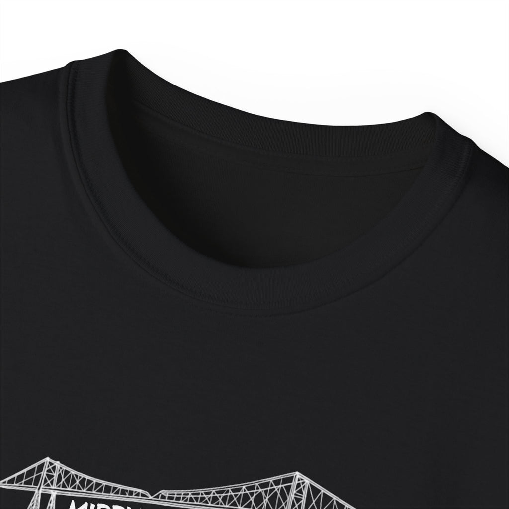Transporter Bridge Sketch T‑Shirt — Minimalist Hand‑Drawn Middlesbrough Bridge Design