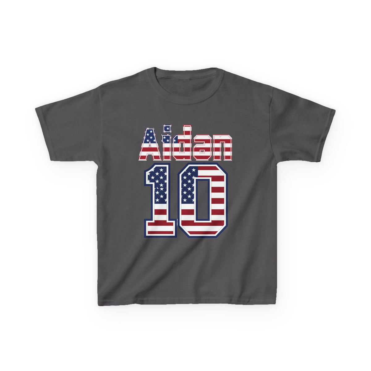 Kids Shirt 'Aiden 10' American Flag BORO Shirt, Aidan Morris is our Number 10 'Front print'