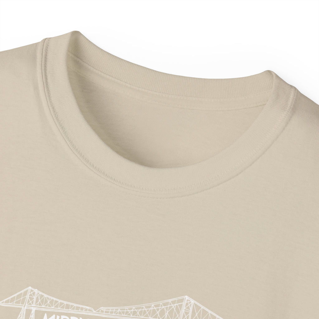 Transporter Bridge Sketch T‑Shirt — Minimalist Hand‑Drawn Middlesbrough Bridge Design