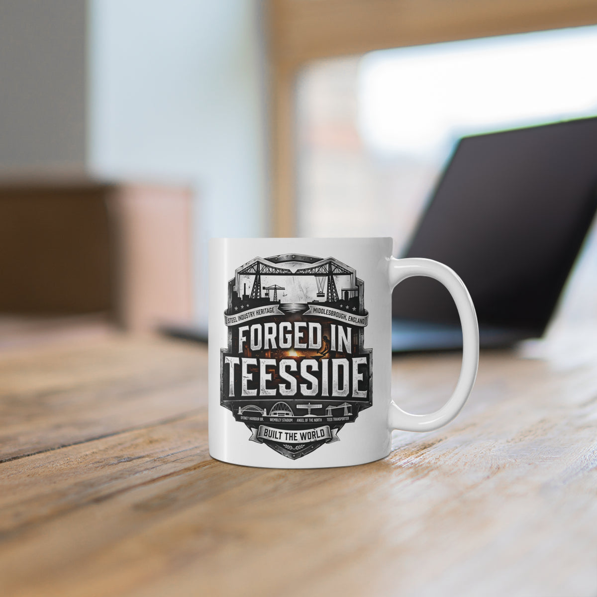 Forged in Teesside Ceramic Coffee Mug – 11oz & 15oz Middlesbrough Industrial Heritage Gift