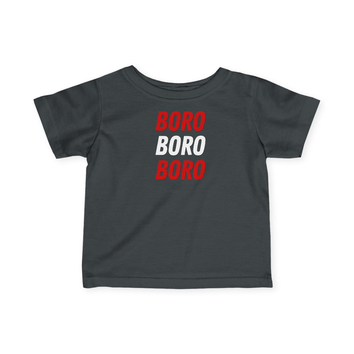 Infant Tee — "BORO BORO BORO" Red & White Graphic Baby Shirt