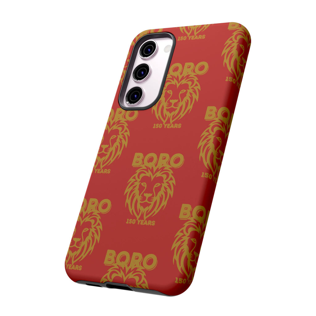 BORO Gold on red Lion Head Phone Case — Red 150 years Pattern Protective Case