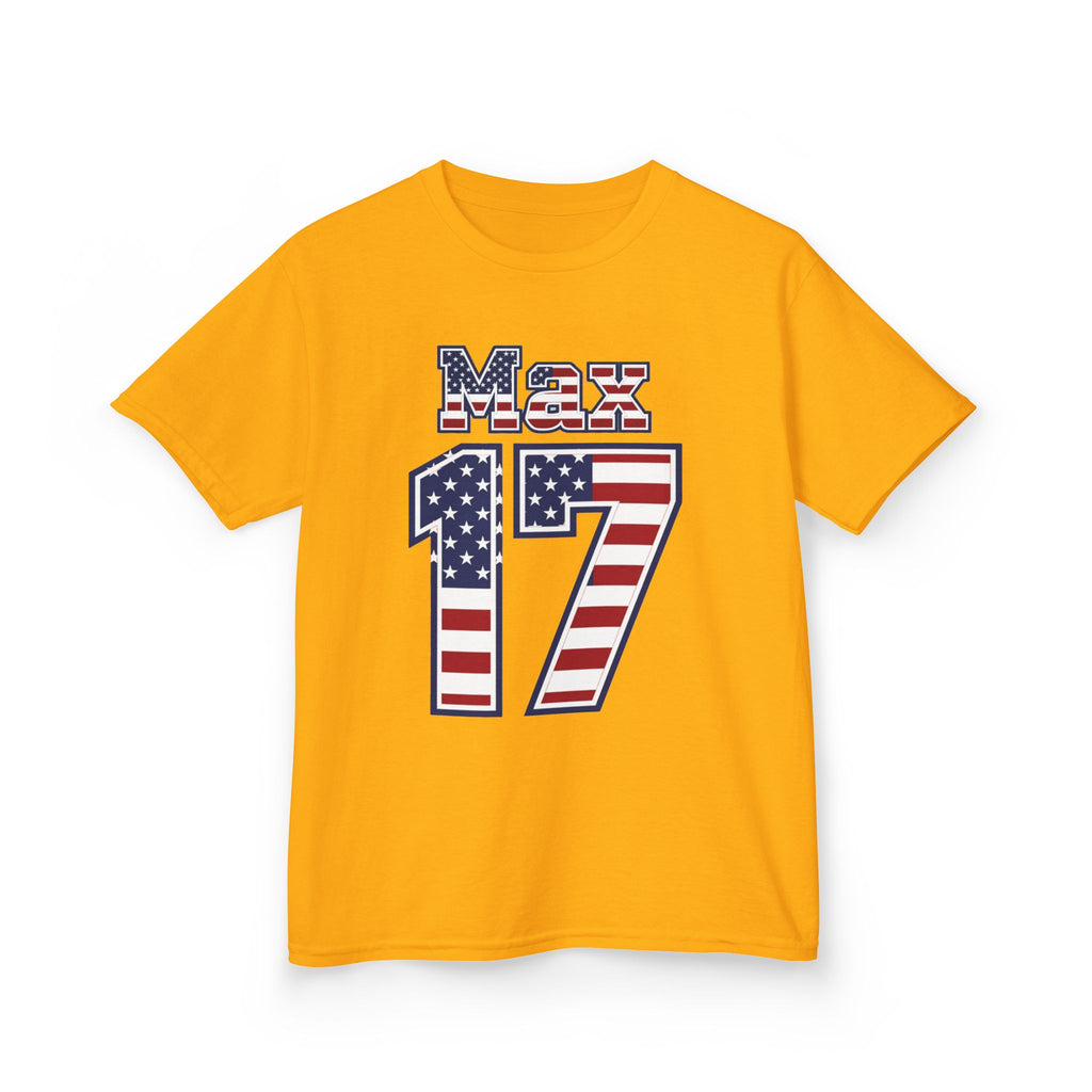 Kids Shirt 'Max 17' American Flag BORO Shirt, Max Arfsten is our Number 17 'Front print'