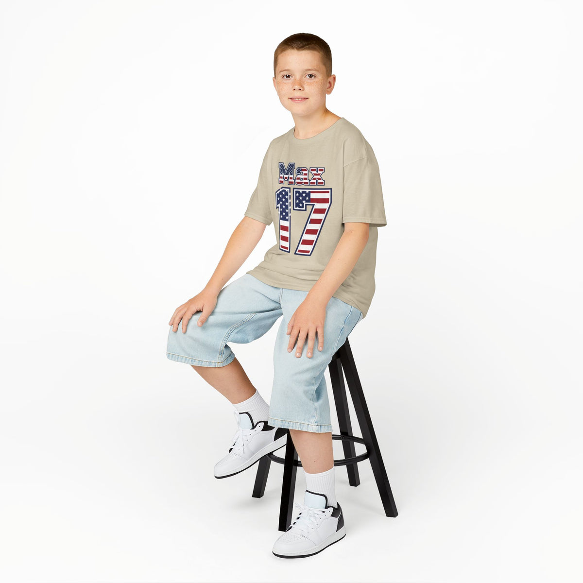 Kids Shirt 'Max 17' American Flag BORO Shirt, Max Arfsten is our Number 17 'Front print'