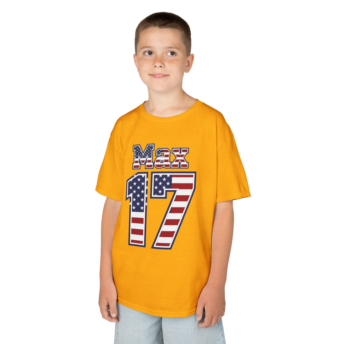 Kids Shirt 'Max 17' American Flag BORO Shirt, Max Arfsten is our Number 17 'Front print'