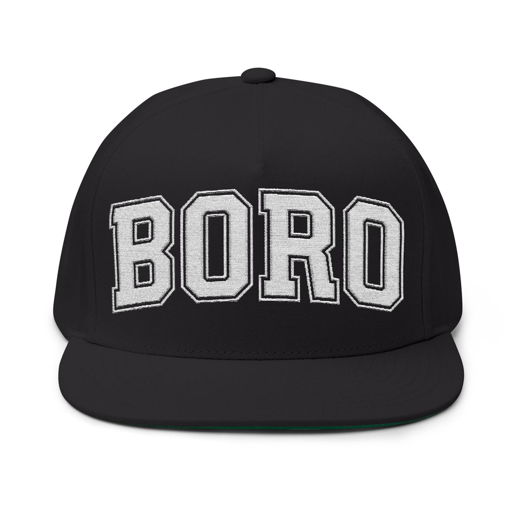 BORO Flat Bill Cap — Embroidered 'BORO' Vintage UNI Snapback Hat