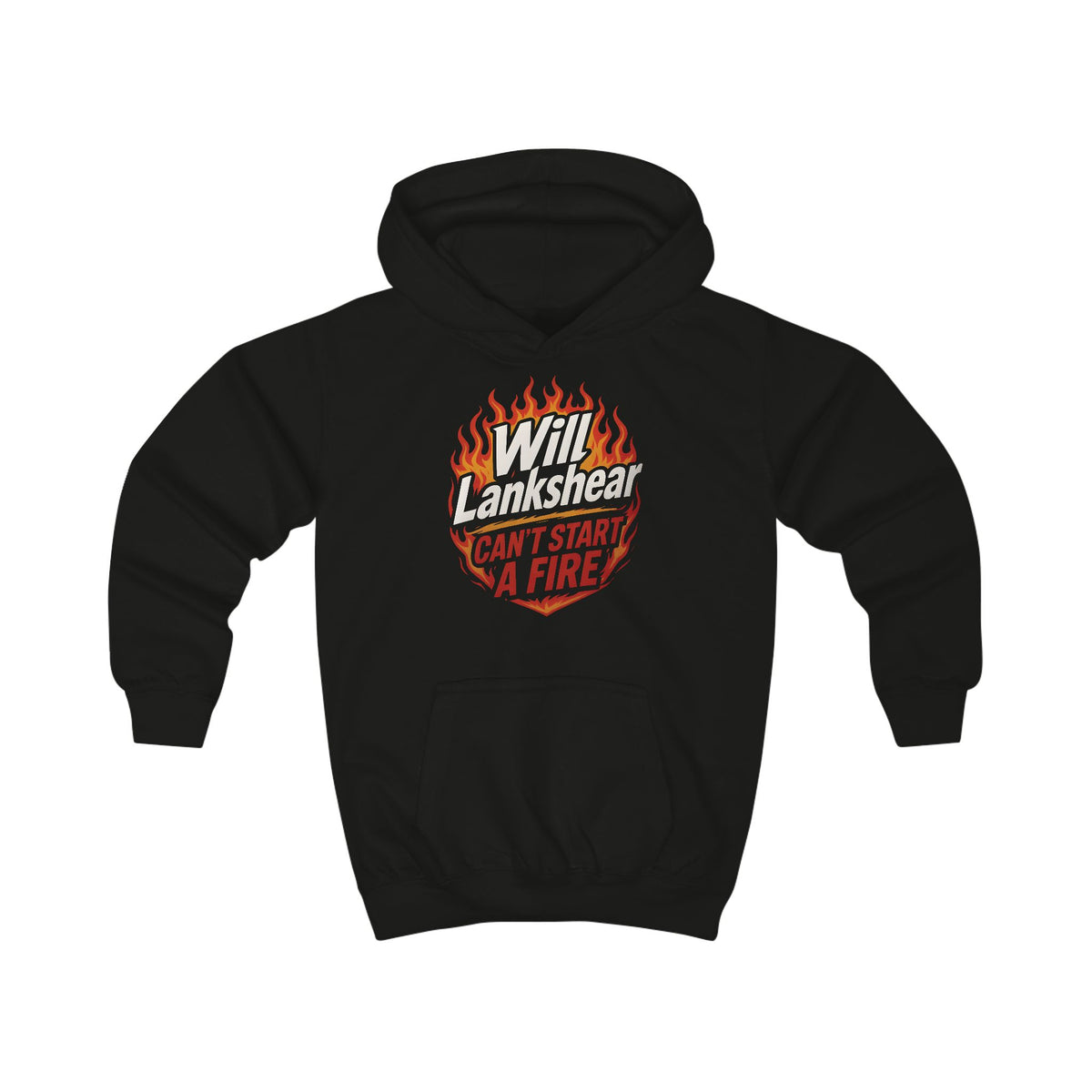 Kids Hoodie — 'With Great Power Can't Start a Fire' Flame Graphic Youth Sweatshirt