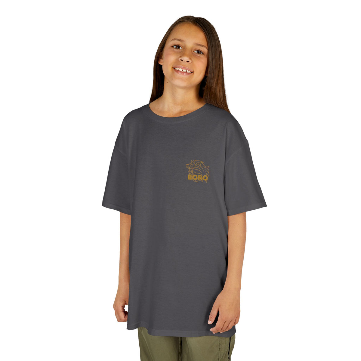 BORO Kids Tee — Cute Red ‘BORO’ Lion Chest Graphic