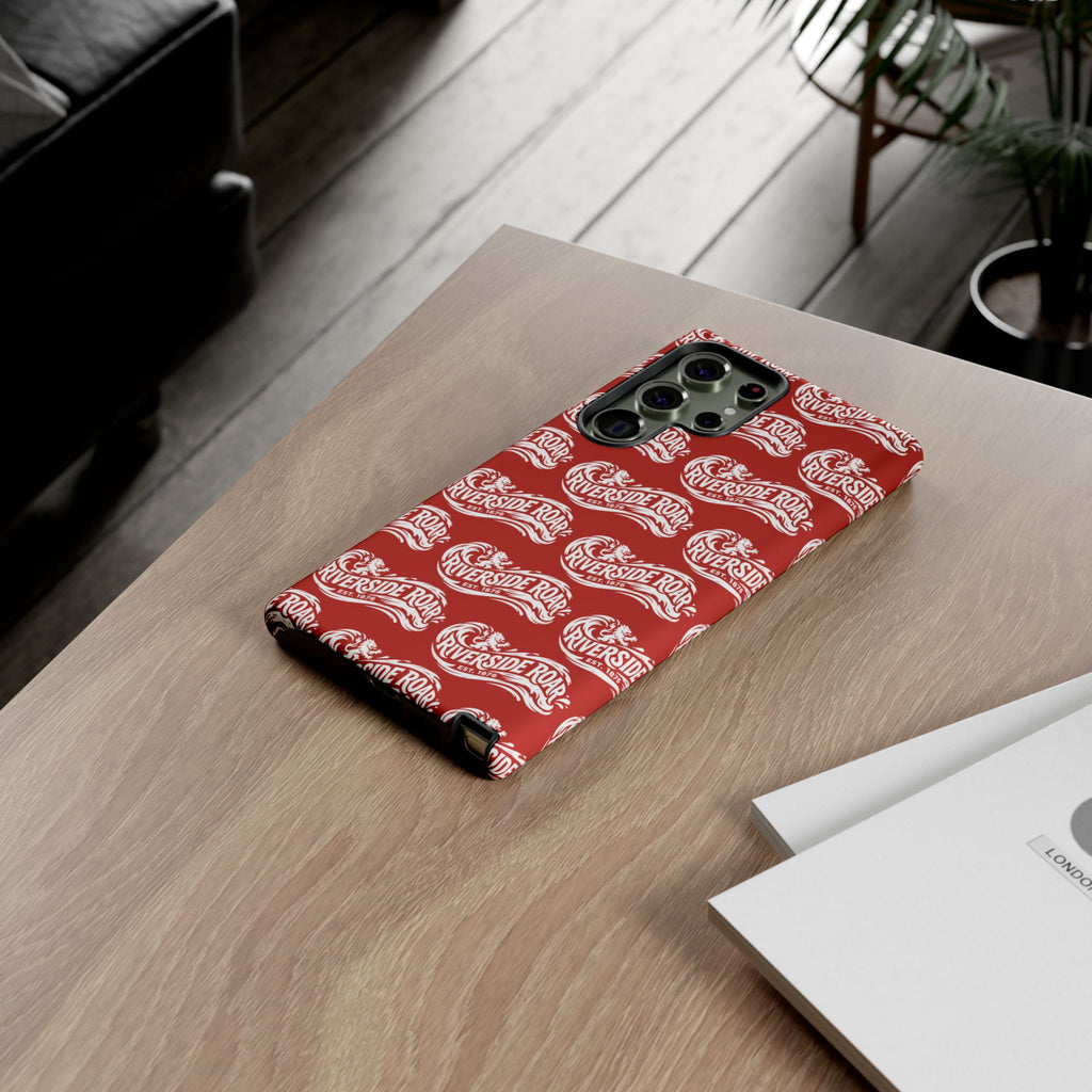 Riverside Roar Patterned Tough Case (White on Red) iPhone & Samsung