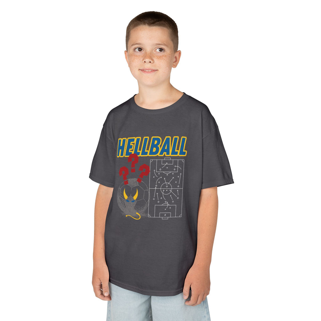 Kids T‑Shirt — "HELLBALL" Graphic Tee with Demon Ball and Game Plan