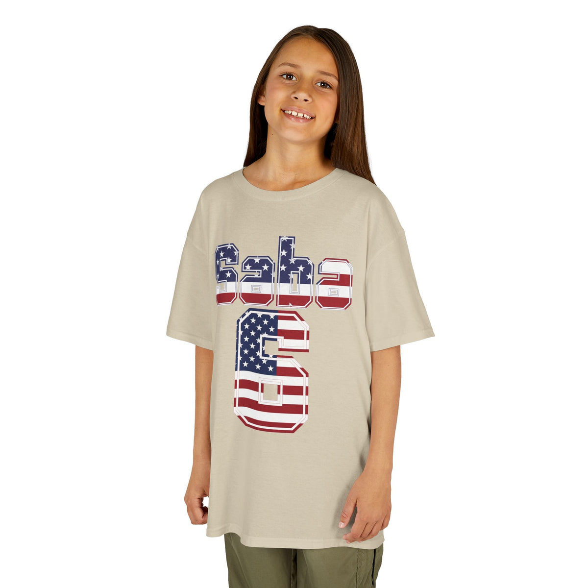 Kids Shirt 'Saba 6' American Flag BORO Shirt, Sabastian Berhalter is our Number 6 'Front print'