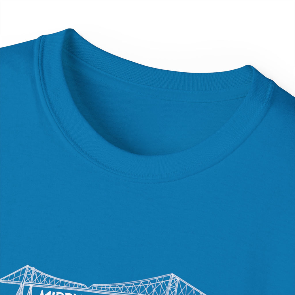 Transporter Bridge Sketch T‑Shirt — Minimalist Hand‑Drawn Middlesbrough Bridge Design